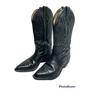 Boulet Black Cowboy Western Leather Riding Boots Women's 5 Canada Made